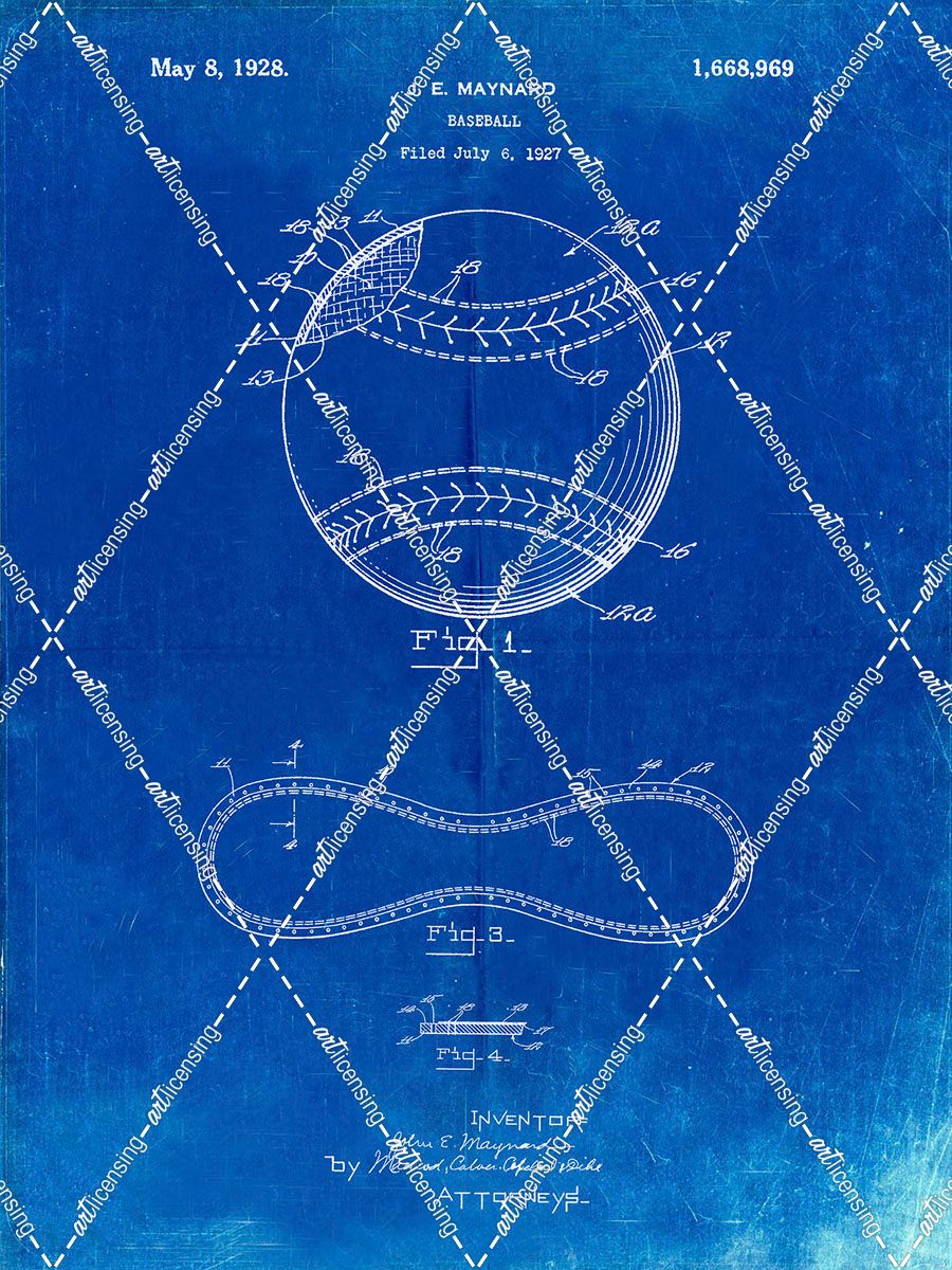 PP143- Faded Blueprint Baseball Stitching Patent