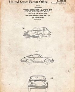 PP144- Vintage Parchment 1964 Porsche 911  Patent Poster