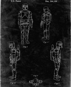 PP145- Black grunge Star Wars Boba Fett 4 Image Patent Poster