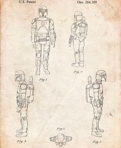 PP145- Vintage Parchment Star Wars Boba Fett 4 Image Patent Poster