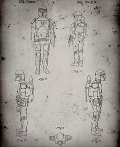 PP145- Faded Grey Star Wars Boba Fett 4 Image Patent Poster
