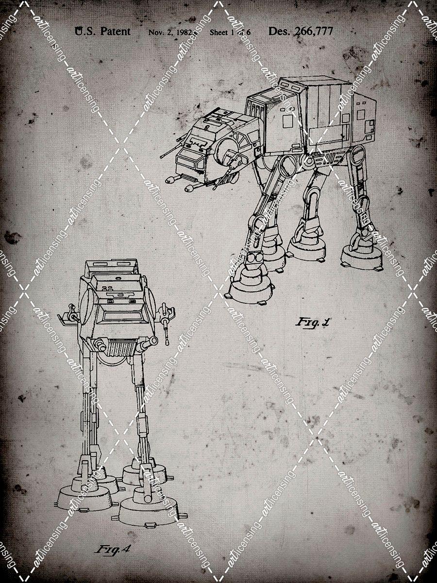 PP146- Faded Grey Star Wars AT-AT Imperial Walker Patent Poster