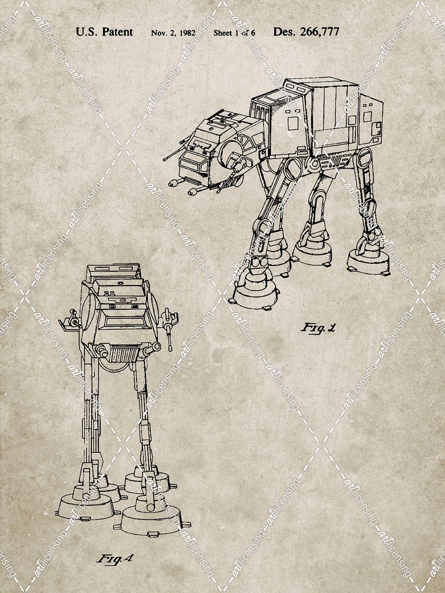 PP146- Sandstone Star Wars AT-AT Imperial Walker Patent Poster