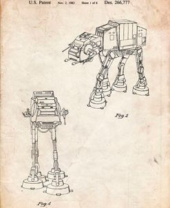 PP146- Vintage Parchment Star Wars AT-AT Imperial Walker Patent Poster