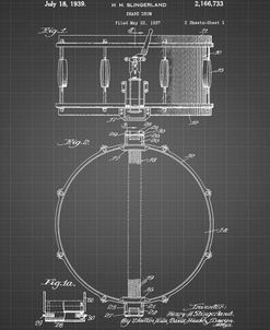 PP147- Black Grid Slingerland Snare Drum Patent Poster