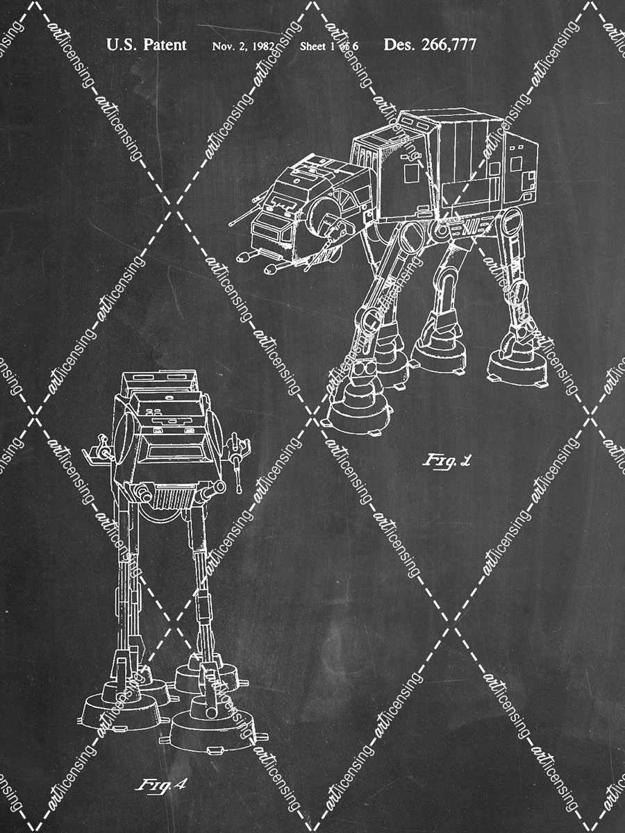 PP146- Chalkboard Star Wars AT-AT Imperial Walker Patent Poster