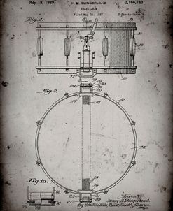 PP147- Faded Grey Slingerland Snare Drum Patent Poster