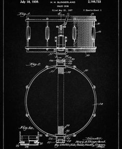 PP147- Vintage Black Slingerland Snare Drum Patent Poster