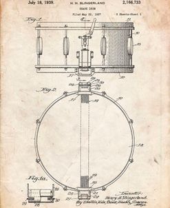 PP147- Vintage Parchment Slingerland Snare Drum Patent Poster