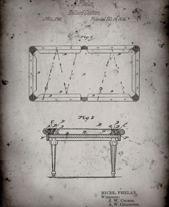 PP149- Faded Grey Pool Table Patent Poster