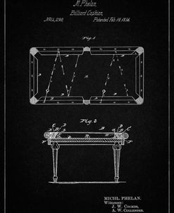 PP149- Vintage Black Pool Table Patent Poster