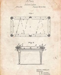 PP149- Vintage Parchment Pool Table Patent Poster