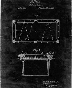 PP149- Black Grunge Pool Table Patent Poster