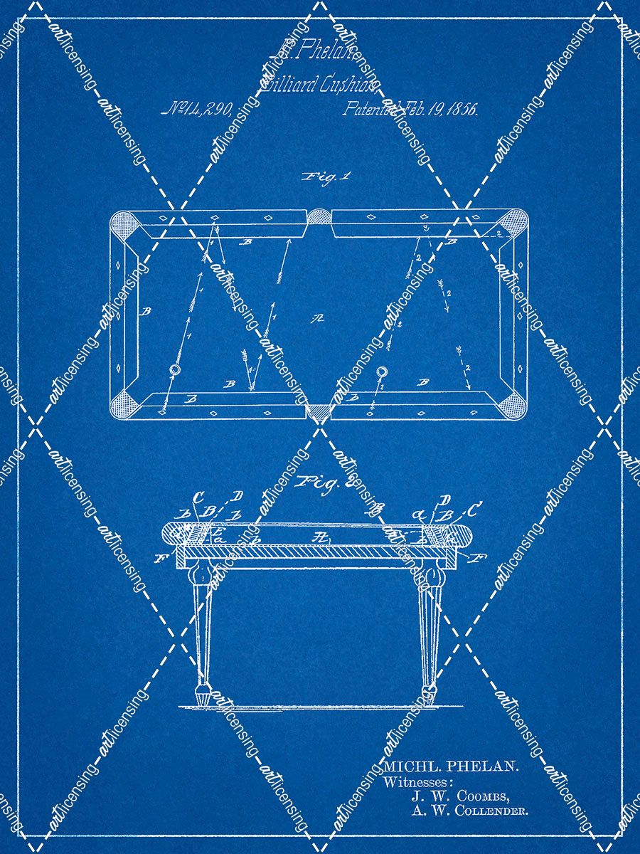 PP149- Blueprint Pool Table Patent Poster