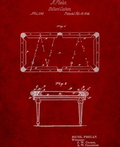 PP149- Burgundy Pool Table Patent Poster