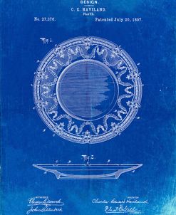 PP150- Faded Blueprint Haviland Dinner Plate Patent Poster