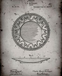 PP150- Faded Grey Haviland Dinner Plate Patent Poster