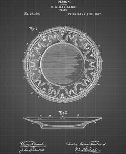 PP150- Black Grid Haviland Dinner Plate Patent Poster