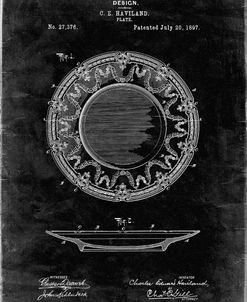 PP150- Black Grunge Haviland Dinner Plate Patent Poster