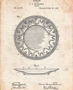 PP150- Vintage Parchment Haviland Dinner Plate Patent Poster