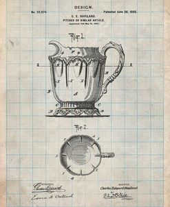 PP152- Antique Grid Parchment Kitchen Pitcher Poster