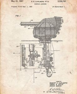 PP597-Vintage Parchment Missile Launcher Cold War Patent Poster