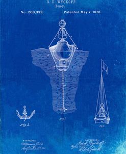 PP599-Faded Blueprint Water Buoy Patent Poster