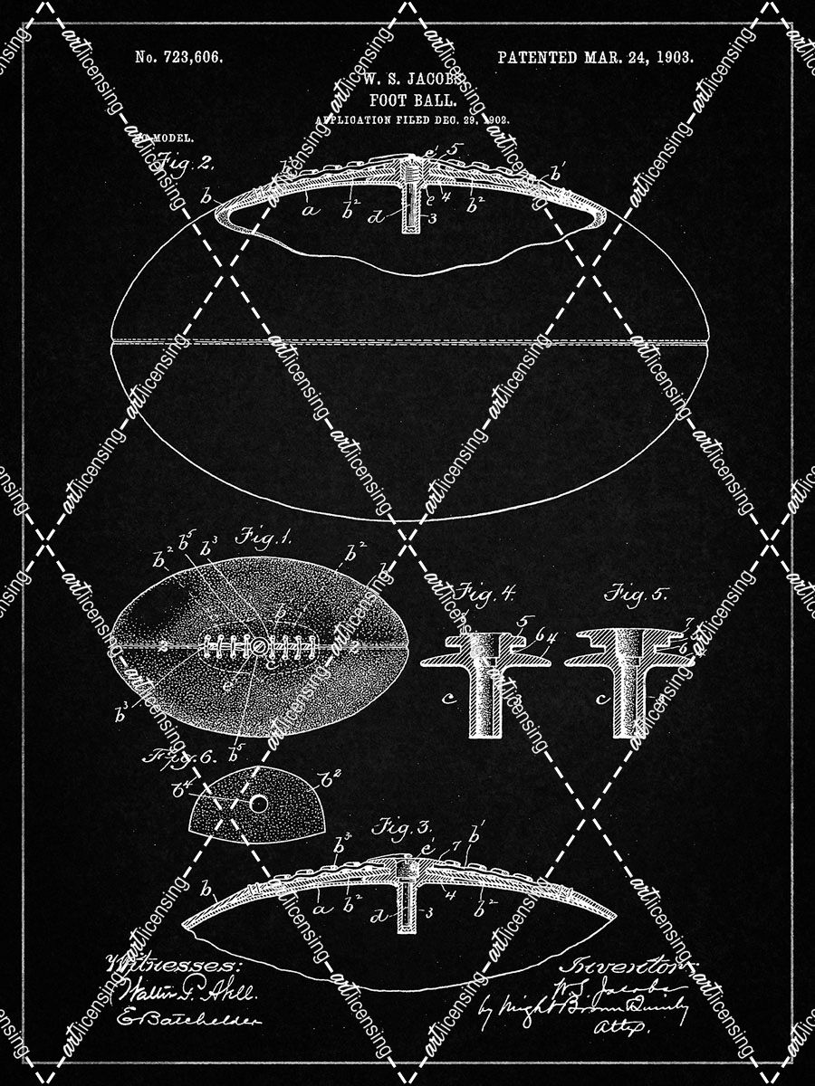 PP601-Vintage Black Football Game Ball 1902 Patent Poster