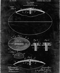 PP601-Black Grunge Football Game Ball 1902 Patent Poster