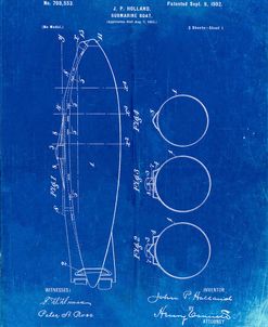 PP602-Faded Blueprint Holland 1 Submarine Patent Poster
