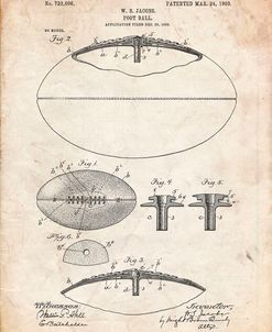 PP601-Vintage Parchment Football Game Ball 1902 Patent Poster