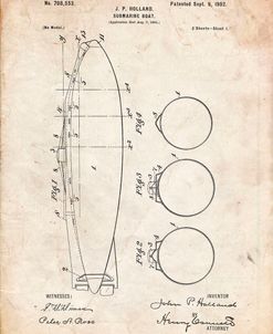 PP602-Vintage Parchment Holland 1 Submarine Patent Poster