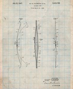 PP603-Antique Grid Parchment Bill Folberth Archery Bow Patent Poster