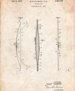 PP603-Vintage Parchment Bill Folberth Archery Bow Patent Poster
