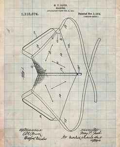 PP604-Antique Grid Parchment Brassiere (Bra) 1914 Patent Poster
