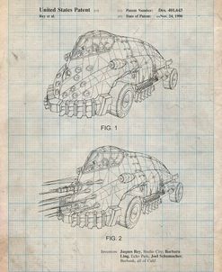 PP605-Antique Grid Parchment Batman and Robin Mr. Freeze Car Patent Poster