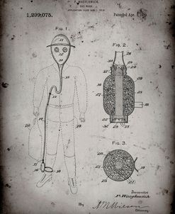 PP607-Faded Grey Gas Mask 1918 Patent Poster