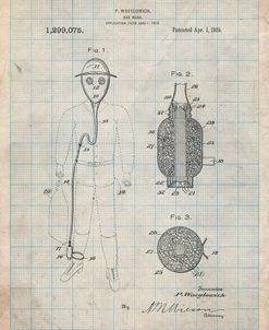 PP607-Antique Grid Parchment Gas Mask 1918 Patent Poster