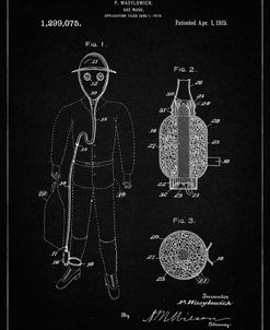 PP607-Vintage Black Gas Mask 1918 Patent Poster