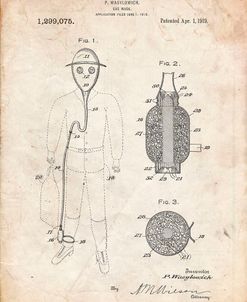PP607-Vintage Parchment Gas Mask 1918 Patent Poster