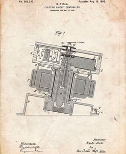 PP608-Vintage Parchment Tesla Electric Circuit Controller Poster