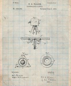 PP609-Antique Grid Parchment Antique Camera Tripod Head Improvement Patent Poster