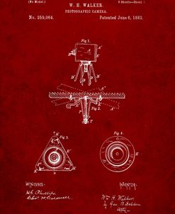 PP609-Burgundy Antique Camera Tripod Head Improvement Patent Poster