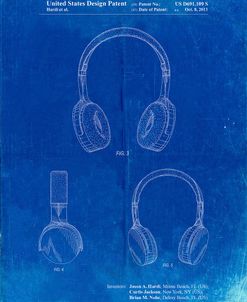 PP612-Faded Blueprint Headphones Patent Poster