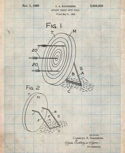 PP613-Antique Grid Parchment Archery Target and Stand Patent Poster