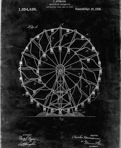 PP615-Black Grunge Ferris Wheel 1920 Patent Poster