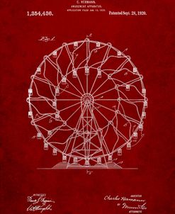 PP615-Burgundy Ferris Wheel 1920 Patent Poster