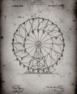 PP615-Faded Grey Ferris Wheel 1920 Patent Poster