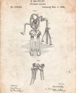 PP620-Vintage Parchment Baltzley Egg Beater Patent Poster