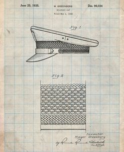 PP623-Antique Grid Parchment Military Hat 1935 Patent Poster